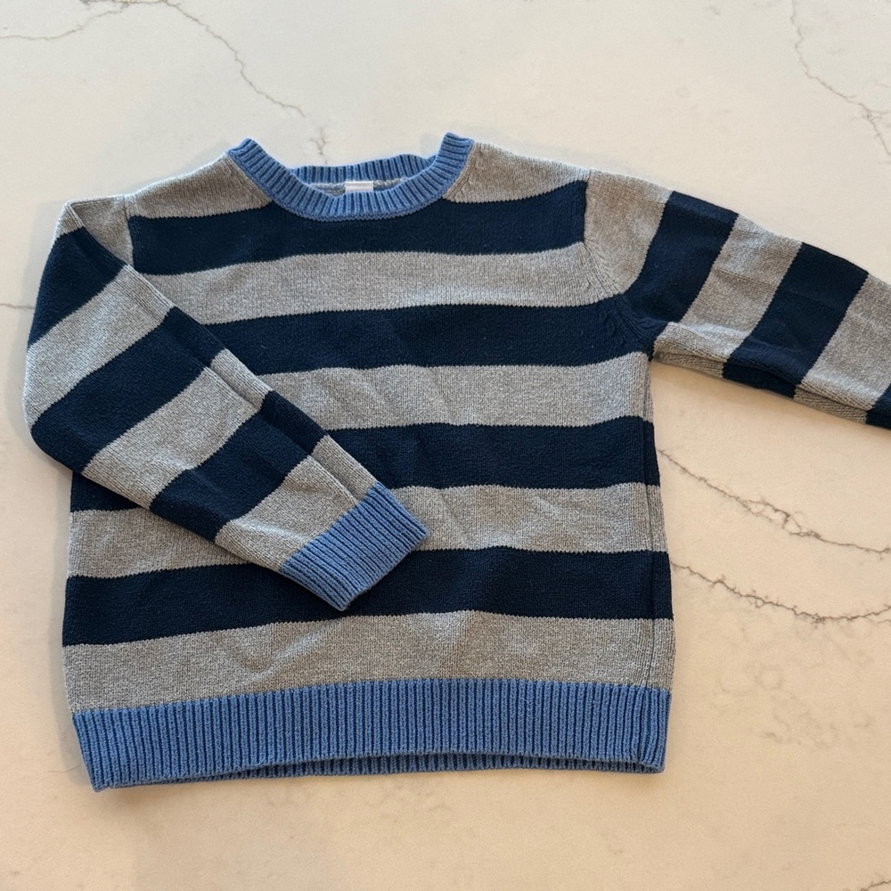 GAP Boys Crewneck Sweater - Blue and Gray Stripes